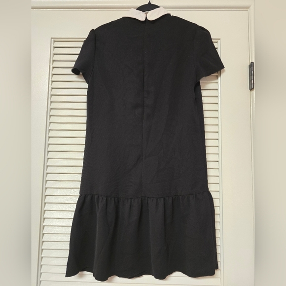 Mango - Black & White Embellished Gem Collar Short-Sleeve Dress With Back Zipper - Picture 3 of 5